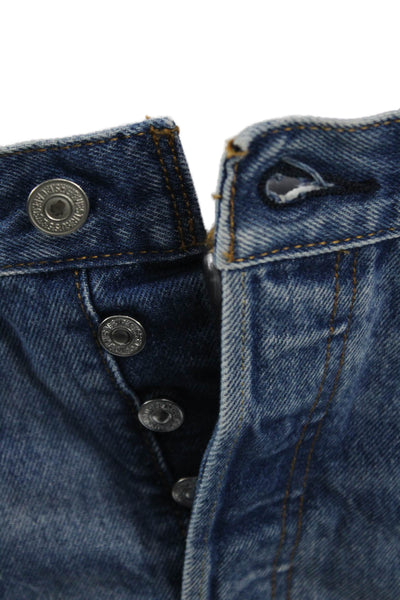 Levis Women 90s Blue 100% Cotton Solid Button Shorts Size 28