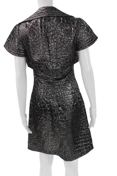 Trina Turk Women Sheath Mini Dress Black Square Neck Short Sleeve Size 2