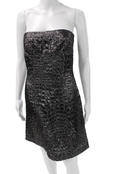 Trina Turk Women Sheath Mini Dress Black Square Neck Short Sleeve Size 2