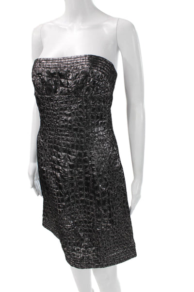 Trina Turk Women Sheath Mini Dress Black Square Neck Short Sleeve Size 2