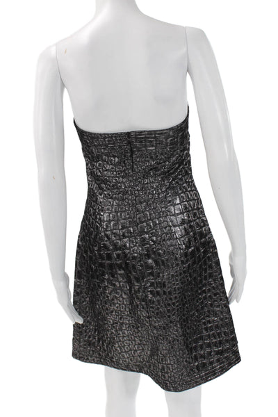 Trina Turk Women Sheath Mini Dress Black Square Neck Short Sleeve Size 2