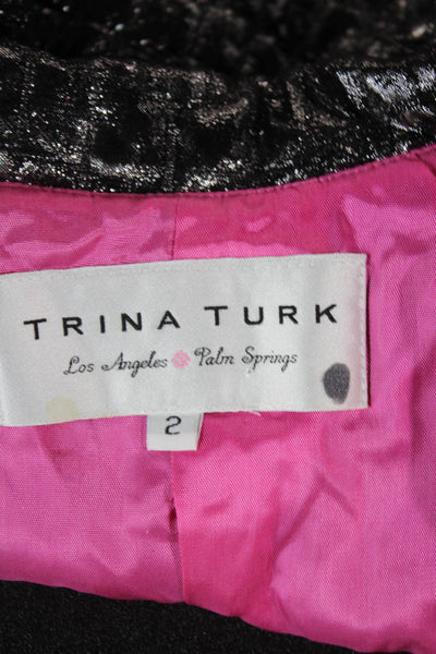 Trina Turk Women Sheath Mini Dress Black Square Neck Short Sleeve Size 2