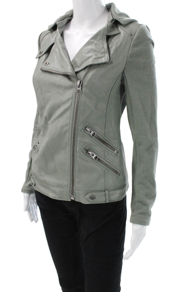 Aqua Womens Biker Motorcycle Jacket Gray Polyurethane Size XS