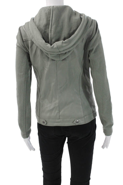 Aqua Womens Biker Motorcycle Jacket Gray Polyurethane Size XS
