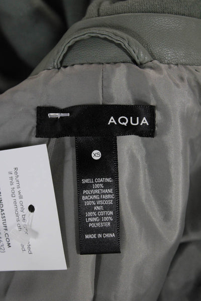 Aqua Womens Biker Motorcycle Jacket Gray Polyurethane Size XS