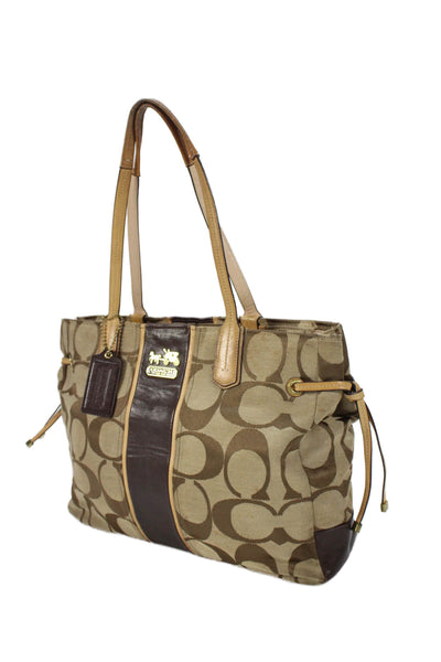 Coach Womens Monofram Print Paneled Tote Bag Brown