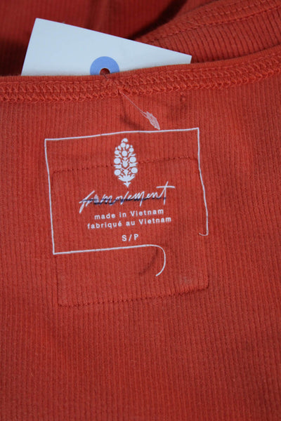 FP Movement Womens Orange Square Neck Sleeveless Camisole Size S