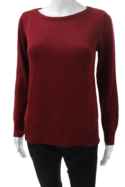 Talbots Women Silk Pullover Red Round Neck Long Sleeve Size S