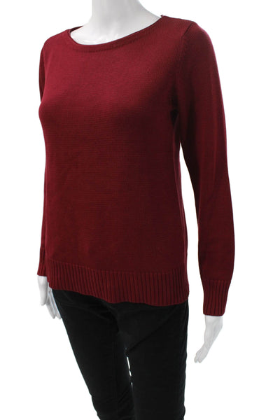 Talbots Women Silk Pullover Red Round Neck Long Sleeve Size S