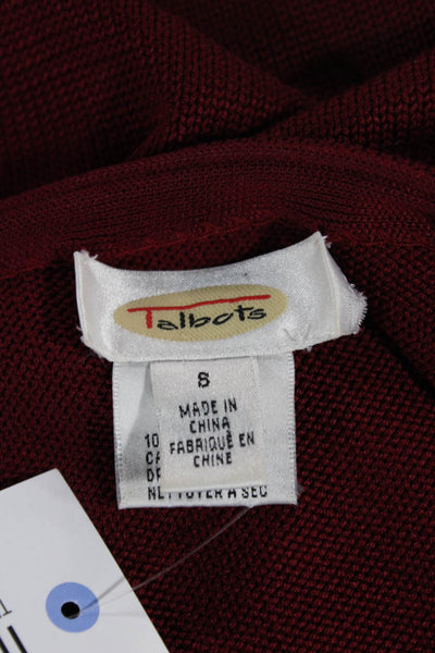 Talbots Women Silk Pullover Red Round Neck Long Sleeve Size S