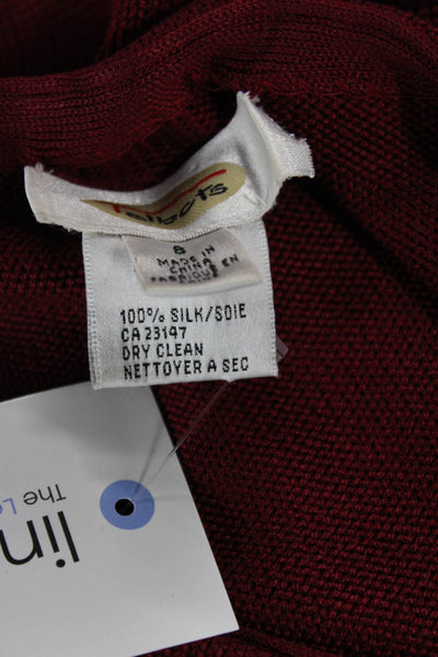 Talbots Women Silk Pullover Red Round Neck Long Sleeve Size S