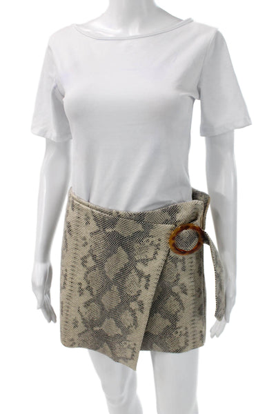 Zara Women Mini Wrap Skort Beige Animal Print Polyester Elastane Size S