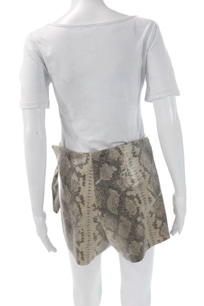Zara Women Mini Wrap Skort Beige Animal Print Polyester Elastane Size S