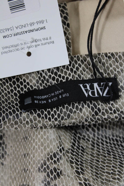 Zara Women Mini Wrap Skort Beige Animal Print Polyester Elastane Size S