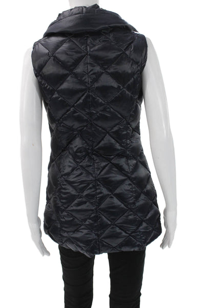 Dawn Levy Womens Puffer Quilted Vest Black Argyle Polyester Size XS