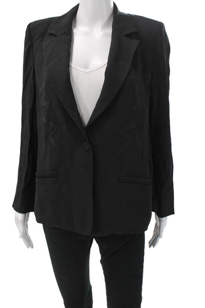 Sonia Rykiel Women Blazer Black Cotton Blend Collared Button Long Sleeve Size S