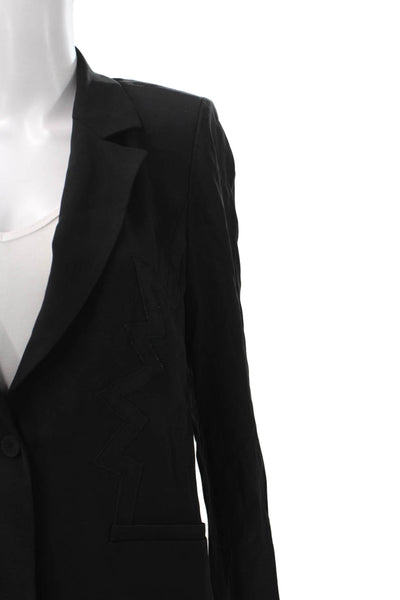 Sonia Rykiel Women Blazer Black Cotton Blend Collared Button Long Sleeve Size S