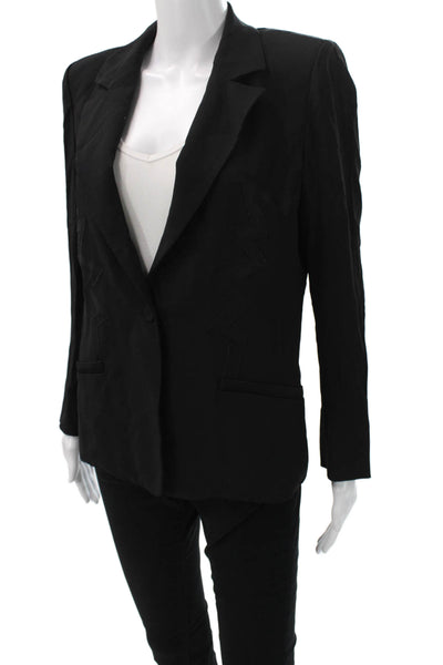 Sonia Rykiel Women Blazer Black Cotton Blend Collared Button Long Sleeve Size S