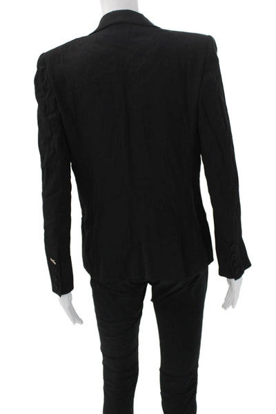 Sonia Rykiel Women Blazer Black Cotton Blend Collared Button Long Sleeve Size S