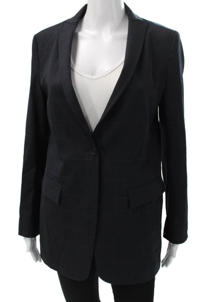Armani Collezioni Women Dark Blue Wool Blazer Long Sleeve Size 6