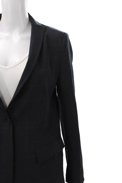 Armani Collezioni Women Dark Blue Wool Blazer Long Sleeve Size 6