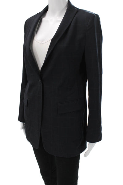 Armani Collezioni Women Dark Blue Wool Blazer Long Sleeve Size 6