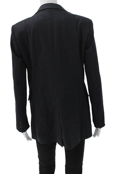 Armani Collezioni Women Dark Blue Wool Blazer Long Sleeve Size 6
