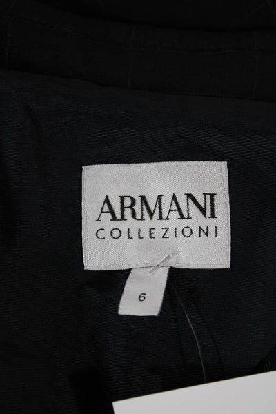 Armani Collezioni Women Dark Blue Wool Blazer Long Sleeve Size 6
