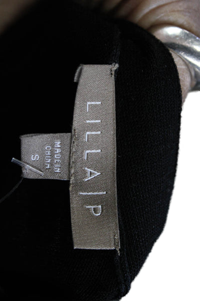 Lilla P Women Black V-Neck Long Sleeve Cardigan Size S