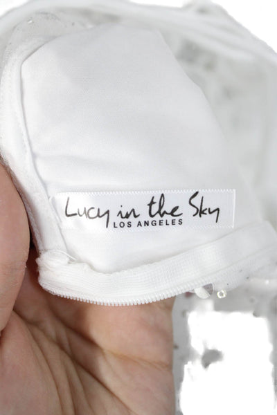 Lucy In the Sky Womens Bodycon Mini Dress White Lace Up Size 2XS
