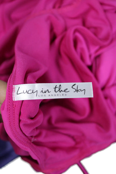 Lucy In the Sky Women Bodycon Mini Dress Pink Long Sleeve Square Neck Size 2XS