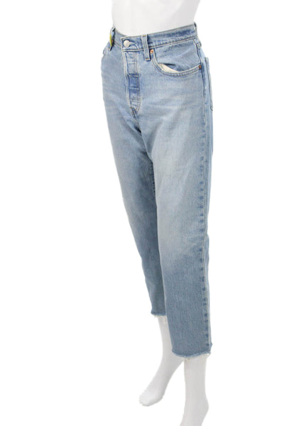 Levis Womens Mom Cropped Light Blue Jeans Size 28