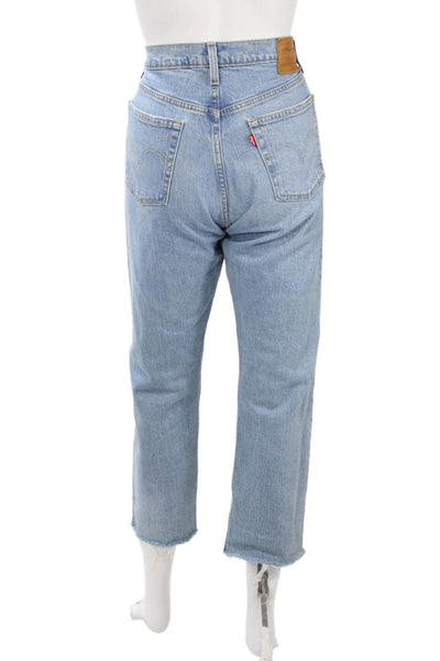Levis Womens Mom Cropped Light Blue Jeans Size 28