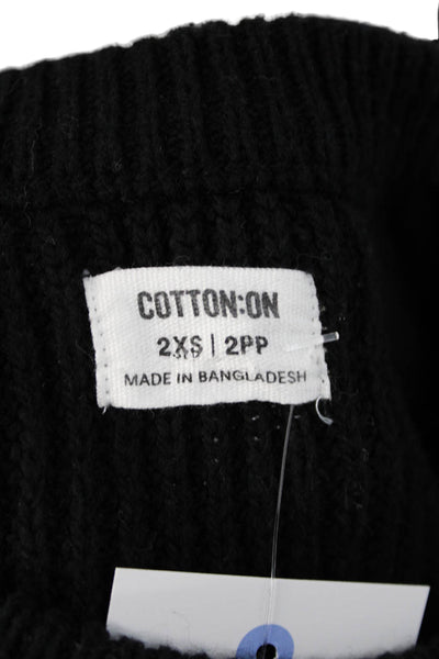 Cotton On Women Pullover Sweater Black Long Sleeve Crew Neck Size 2XS