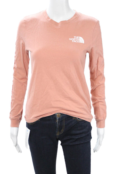 The North Face Womens Basic Pink Cotton Crew Neck Long Sleeve T-Shirt Size XS