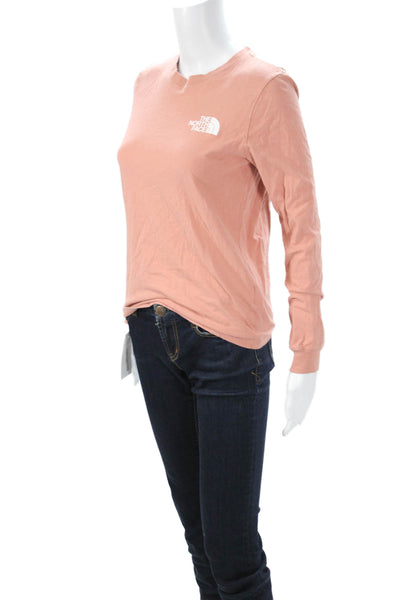 The North Face Womens Basic Pink Cotton Crew Neck Long Sleeve T-Shirt Size XS
