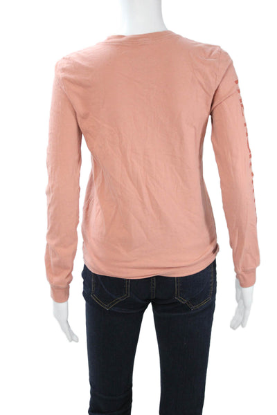 The North Face Womens Basic Pink Cotton Crew Neck Long Sleeve T-Shirt Size XS