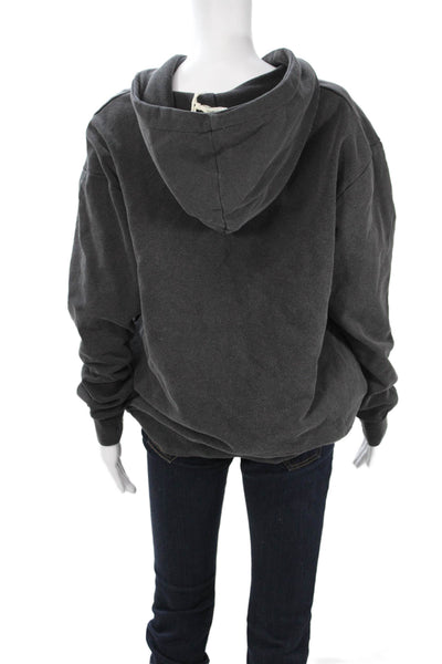Elfric Eden Womens Dark Gray Pullover Hoodie Graphic City Cotton Blend Size XS