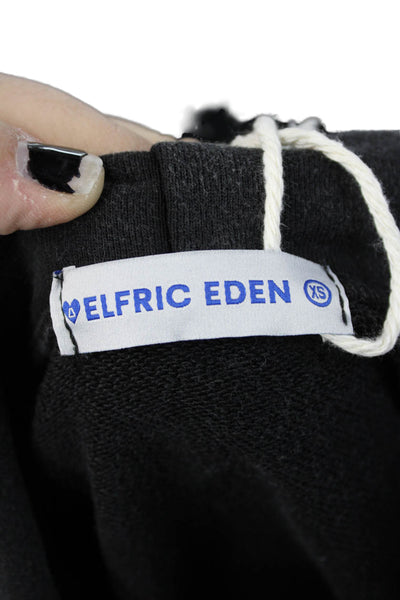 Elfric Eden Womens Dark Gray Pullover Hoodie Graphic City Cotton Blend Size XS