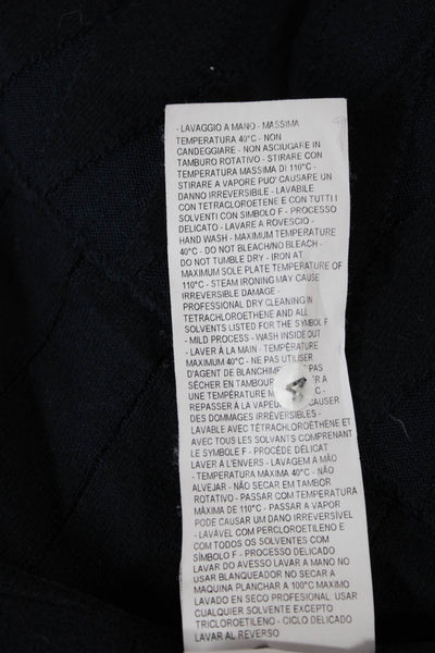 Armani Collezioni Women Cardigan Dark Blue Striped Cotton Long Sleeve Size 8