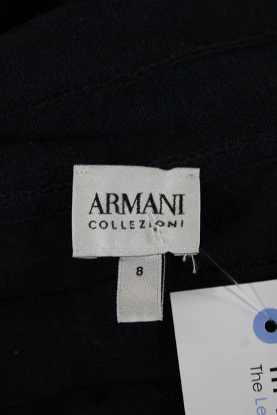 Armani Collezioni Women Cardigan Dark Blue Striped Cotton Long Sleeve Size 8