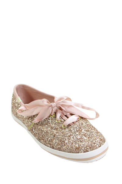 Kate Spade New York X Keds Womens Glittery Low Top Sneakers Shoes Gold Size 5
