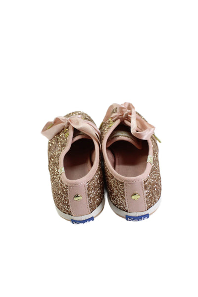 Kate Spade New York X Keds Womens Glittery Low Top Sneakers Shoes Gold Size 5