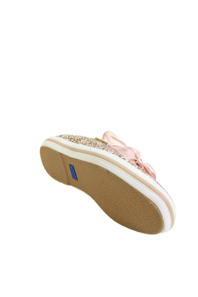 Kate Spade New York X Keds Womens Glittery Low Top Sneakers Shoes Gold Size 5