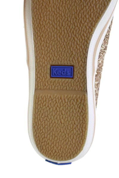 Kate Spade New York X Keds Womens Glittery Low Top Sneakers Shoes Gold Size 5