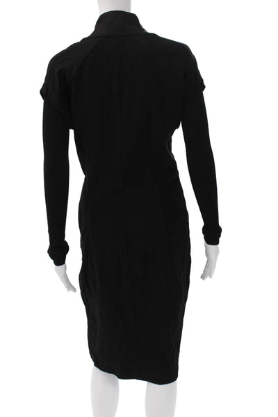 Etcetera Womens Wrap Sweater Dress Black Long Sleeve Zip Knee-Length Size 4