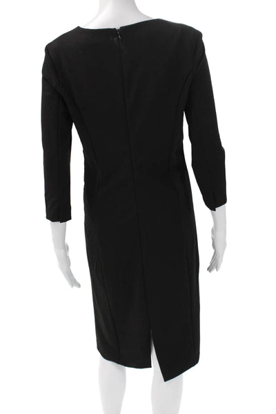 Catherine Catherine Malandrino Women Sheath Black V-Neck 3/4 Sleeve Size M