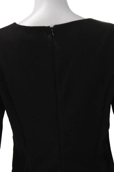 Catherine Catherine Malandrino Women Sheath Black V-Neck 3/4 Sleeve Size M