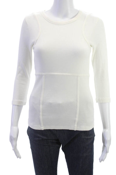 ANR+ Women Basic White T-Shirt 3/4 Sleeve Crew Neck Size S