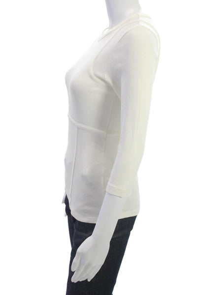 ANR+ Women Basic White T-Shirt 3/4 Sleeve Crew Neck Size S